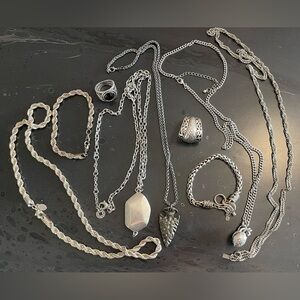 Silver tone Jewels some stamps